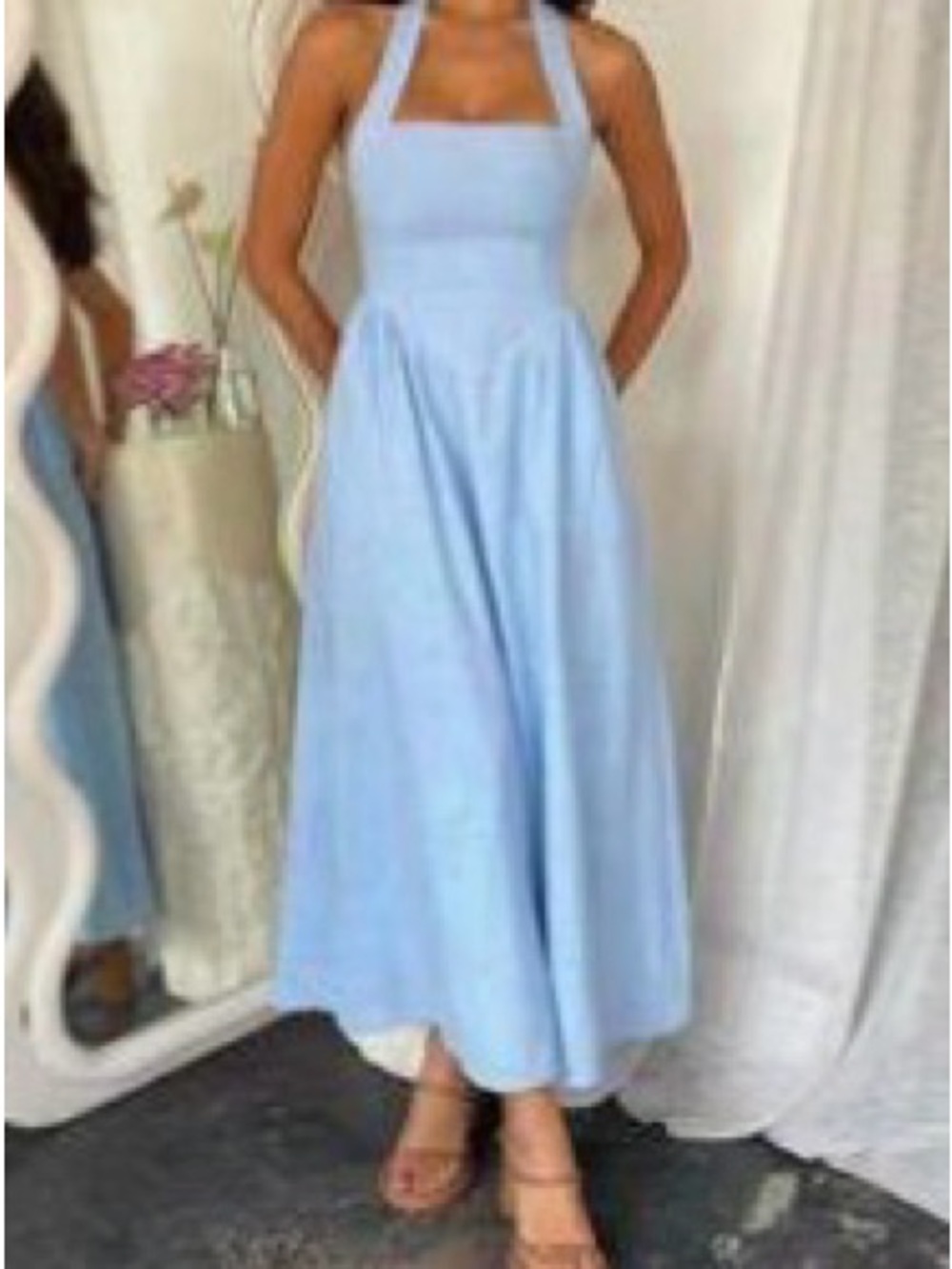 SHEIN Light Blue Halter Midi Dress - Picture 1 of 11